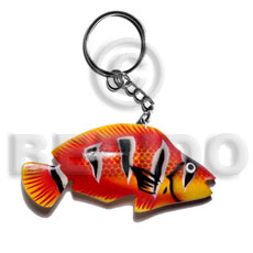 Wood Hand Painted Fish 90 mm Multi-Color Keychain BFJ004KC