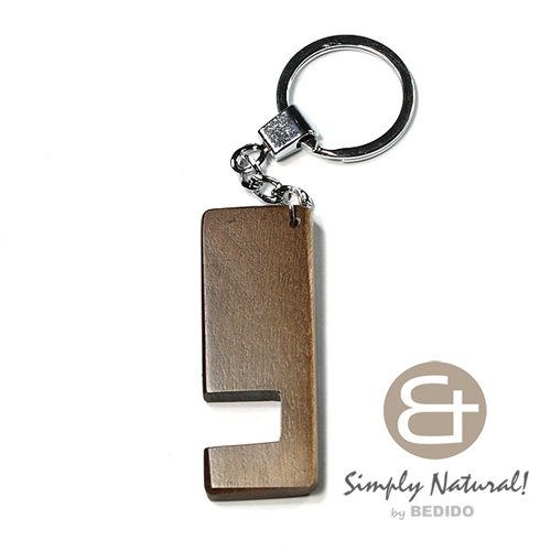 Wood Stained Coffee Coated 64 mm x 24 mm x 5 mm Chrome Keychain IPHONE ANDROID ACCESSORY BFJ078KC