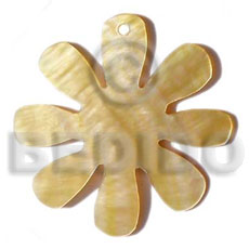 Yellow Mother-Of-Pearl Flower 45 mm Natural Pendants - Shell Pendants BFJ5023P
