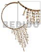 Cleopatra Design Necklace Dangling Gold Tones Glass Beads In Choker Wire & Metal Looping