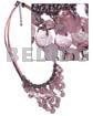 Cleopatra Design Necklace Cleopatra- Dangling 10mm ( 36pcs.) Pink Hammershell W/ Metal & Acrylic Crystals Accentaccent In Triple Pink/creme Wax Cord
