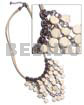 Cleopatra Design Necklace Cleopatra- Dangling 10mm ( 36pcs.) 10mm Coco Bleached White Sidedrill W/ Metal Accent In Triple White Wax Cord