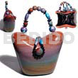 Acacia Bags Collectible Handcarved Laminated Acacia Wood Handbag / Apache Rainbow / 7inx6inx4in / Handle Ht:4 In. / W/ Black Satin Inner Lining