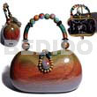 Acacia Bags Collectible Handcarved Laminated Acacia Wood Handbag / Canoe Rainbow / 8inx4.7inx4 In / Handle Ht: 4in. / W/ Black Satin Inner Lining