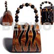 Acacia Bags Collectible Handcarved Laminated Acacia Wood Handbag / Elle Zebra Natural Black Gold Combi / 5 1/4inx4.5inx4in / Handle Ht:4 In. / W/ Black Satin Inner Lining